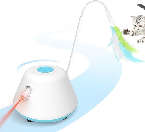 Miniatura 7 de Juguete láser interactivo 3 en 1, juguetes para gatos, con 3 plumas extraíbles y 3 modos de juego de velocidad, juguete inteligente recargable por
