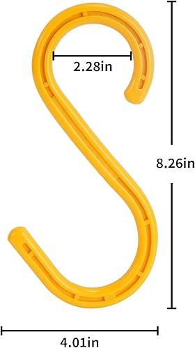 Miniatura 2 de Ganchos en S de ABS resistentes, paquete de 6, 8.26 pulgadas, amarillo, ideal para interiores y exteriores, cocina, armario, baño, jardín,