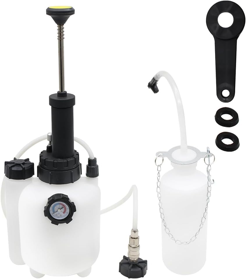 3L Manual Brake Fluid Bleeder Exchange Pump, Suitable for Most Brake Mast Cylinder Reservoirs, One Person Professional Brake Bleeder Kit
