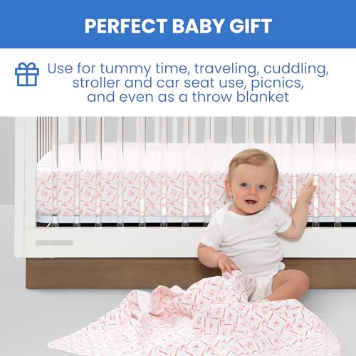 Image of Delta Children 100% Cotton Flannel Baby Receiving Blankets for Girls and Boys - 30x30 Inches, Pink Floral, (Pack of 48)