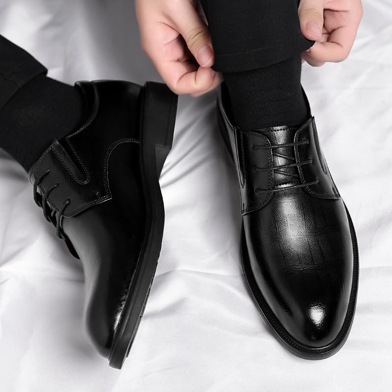Business Oxfords Leather Dress Shoes Men's Lace-up Dress Shoes Classic Formal Tuxedo Shoes Anti-slip Low Top Non Slip Prom Wedding Dress Shoes2