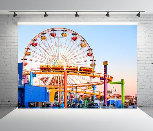 Tela de fondo 7x5ft parque de diversiones para fotografía miniatura 3
