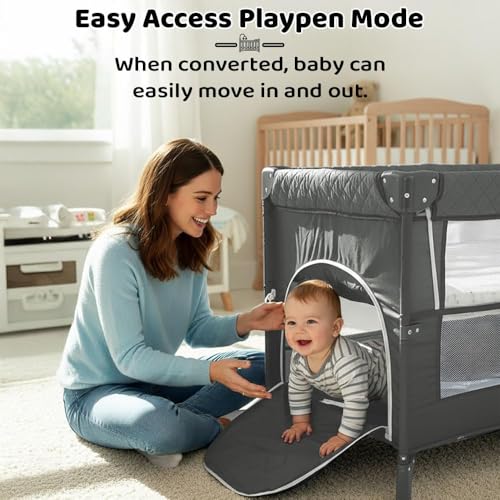 Image of StarAndDaisy Cradle for New Born Baby Cradle /Crib for 0 to 3 Year Baby, Convertible playpen with Wheels, /Bedside Bassinet Storage Basket & Mosquito net Baby Sleeping Cradle (Blue)