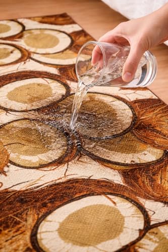 Image of SAGON 2x5 Ft Printed Runner Carpet - Cotton Bedside Rug for Bedroom & Living Room (Coconut Print)