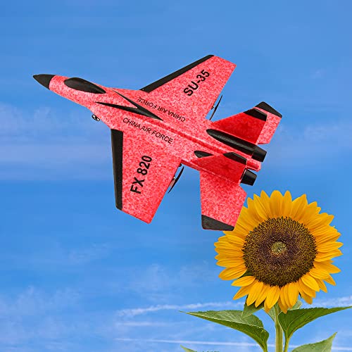Su-35 Jet Fighter Stunt Rc Airplane, 2.4G Remote Control Plane Rc Aircraft Toy, Fx620 Aero Jet Control Remoto Airplane Hobby Rc Airplanes Model, Epp Foam Rc Jet Glider Fighter Plane Toys (Red) #TOP4