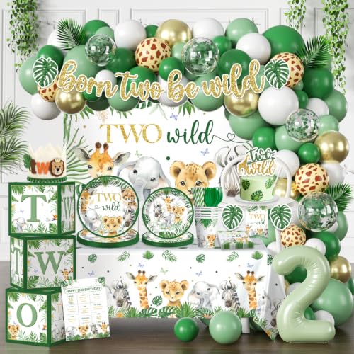 Cocomigo Two Wild Birthday Decorations Boy, All-in-One Set for 25 Guests