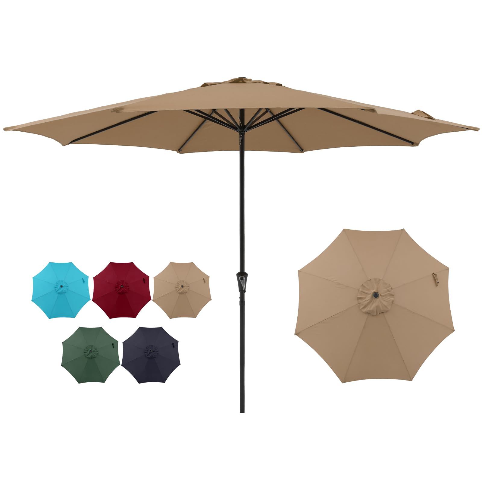 Verano Garden Patio Umbrella 11ft Outdoor Table Market Umbrella with Crank System for Patio, Beige