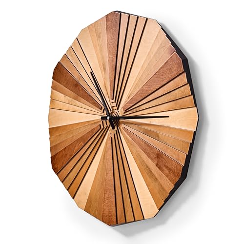 Reloj de pared de madera paramétrico con capas 3D grande miniatura 1
