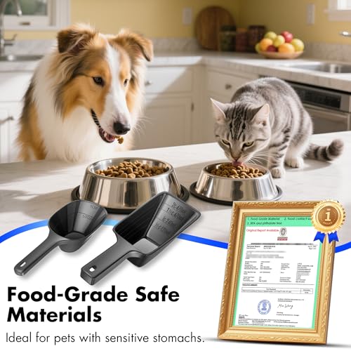 Image of Food Scoop 2 PACK,2 Cup Capacity Dog Food Scoop With Measuring Lines For Dog, Puppy and Cat Coffee Bean Flour Scoop (Small & Large Black)