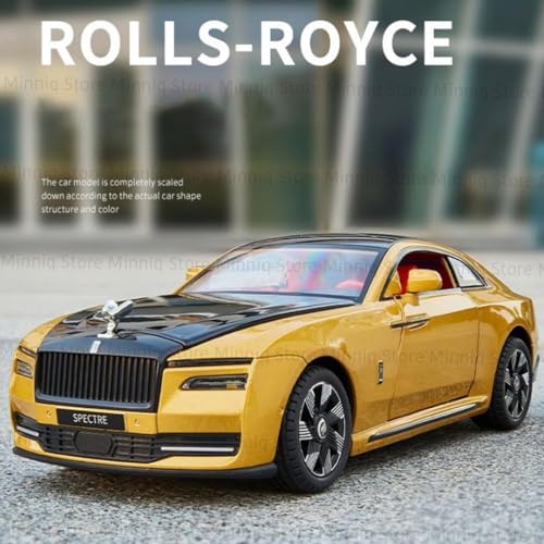Image of 1:24 Rolls-Royce Spectre Diecast Metal Pull Back Car with 6 Openable Doors with Sound and Light Toy Decoration car Best Gift Toys for Kids (1.24 Rolls Royce Spectre - Gold)