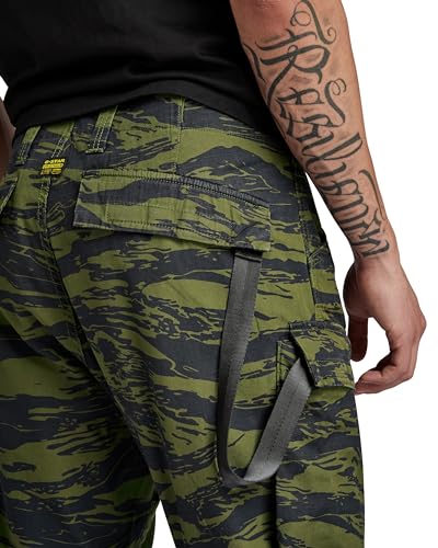 G-STAR Raw - Mens 3D Regular Tapered Cargo 2.0 5-Pocket Pants, Color Shadow Olive 2L Tiger Camo, Size: 32W x 32L4