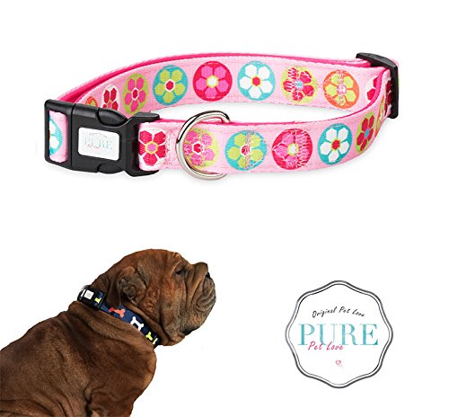 PetLove Collare per cani – imbottito e regolabile in nylon – in rosa, XL (2,5 x 48 – 66 cm) – Collare per cani di taglia grande