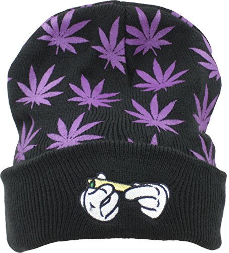 Marijuana Beanie-Hat Weed-Knit Winter-Hat - Hands Letter Kush Weed Skully Hat for Women Men