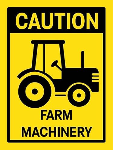Xewazd A1731 Caution Farm Machinery 8"X12" Aluminum Tin Sign - Safety Warning Alert For Indoor & Outdoor Use