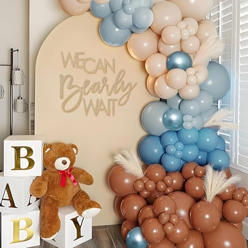 Image of We Can Bearly Wait Sign for Backdrop - Teddy Bear Themed Baby Party Banner Boy Girl Baby Shower Gender Reveal 1st Birthday Felt Letter Wall Decor Photography Background - Glitter Gold