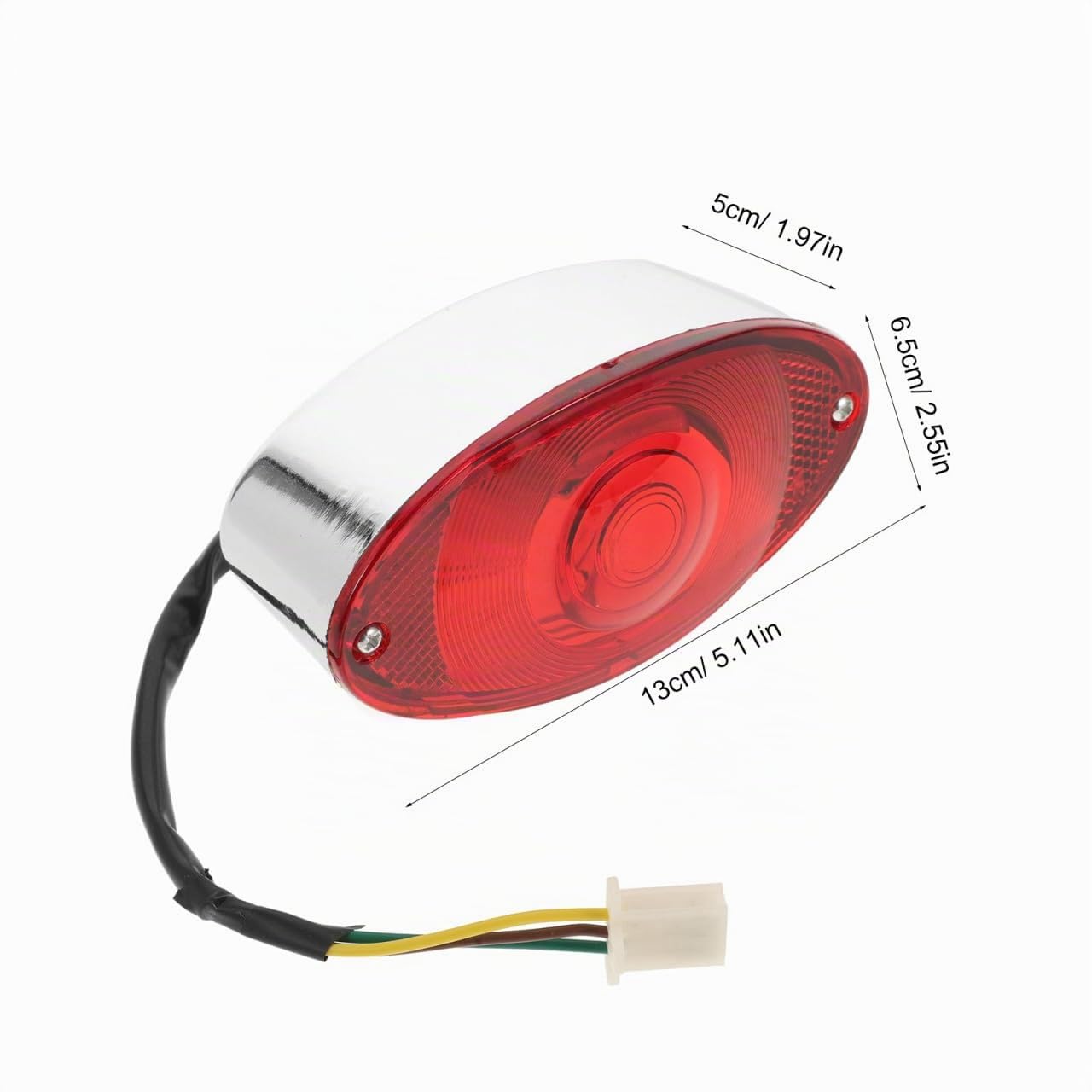 Garneck Feu Arrière Moto Plastique Œil de Chat Vintage Lumière Frein et Position Compatible Remplacement Rapide pour Éclairage Plaque Immatriculation Moto