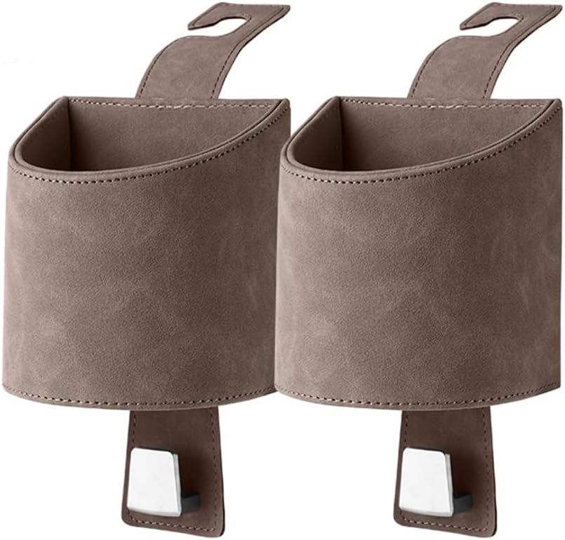 2 Pcs Car Cup Holder for Peugeot RCZ/RCZ R/iON, Car Seat Back Multifunctional Hook Cup Drink Holders with Hooks,Brown