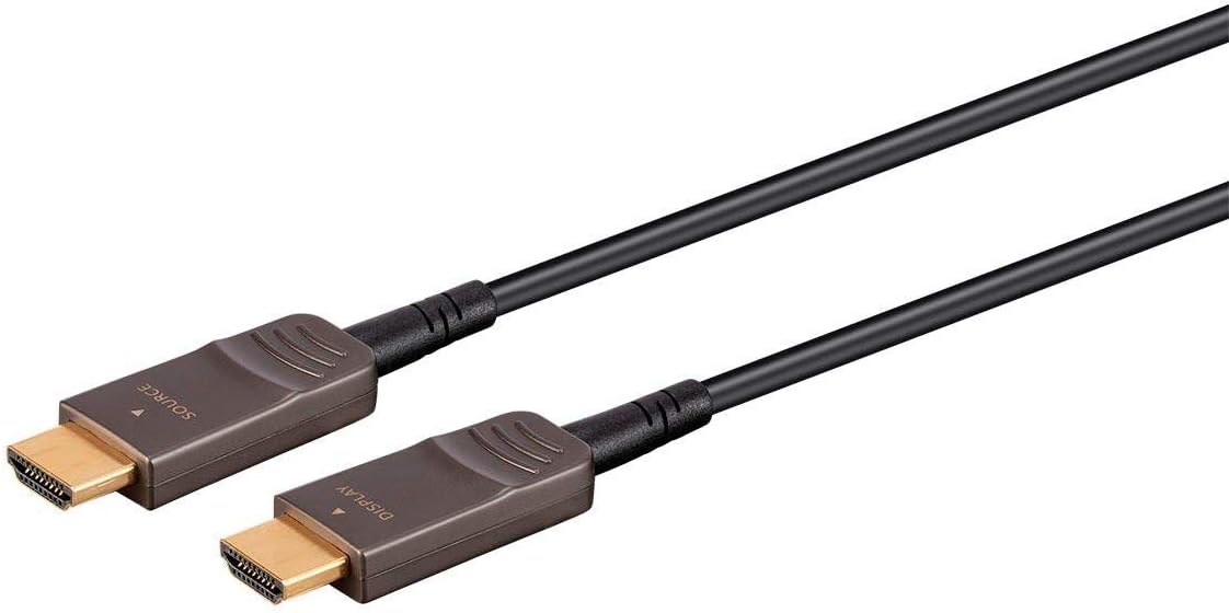 Monoprice 8K Ultra High Speed Fiber Optic HDMI Cable - HDMI 2.1, 8K@60Hz, 4K@120Hz, 48Gbps, HDR, VRR, Active Optical Cable (AOC), 100ft, Black
