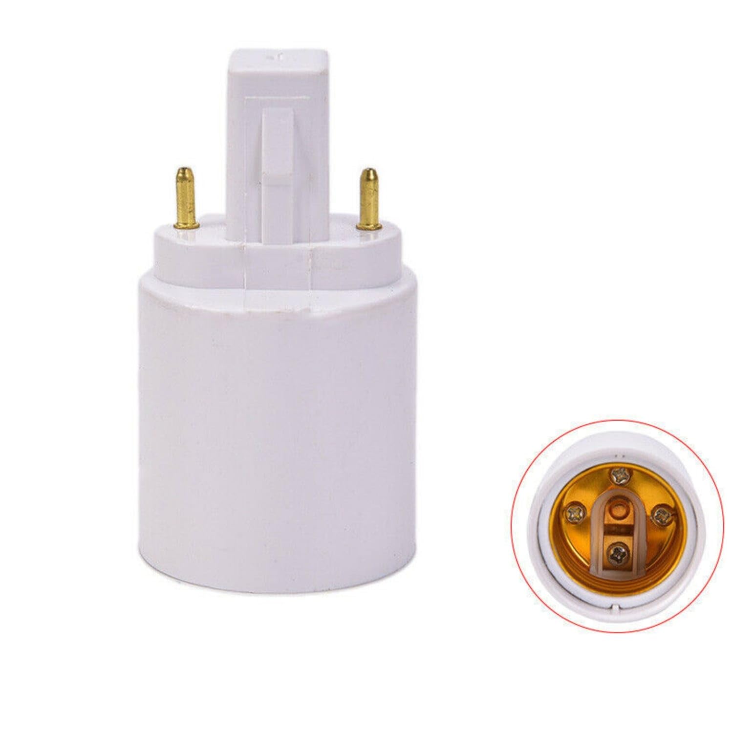 White G23 to E27 Adapter Cylindrical Body G23 E27 Adapter Gold Pins Light Bulb Socket Converter Compact, G23 to E27 E26-picture-15