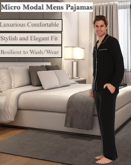 Button Front Men's Pajama Sets - Soft Micromodal Pajamas men - Men's pajamas - Comfy Loungewear for men2