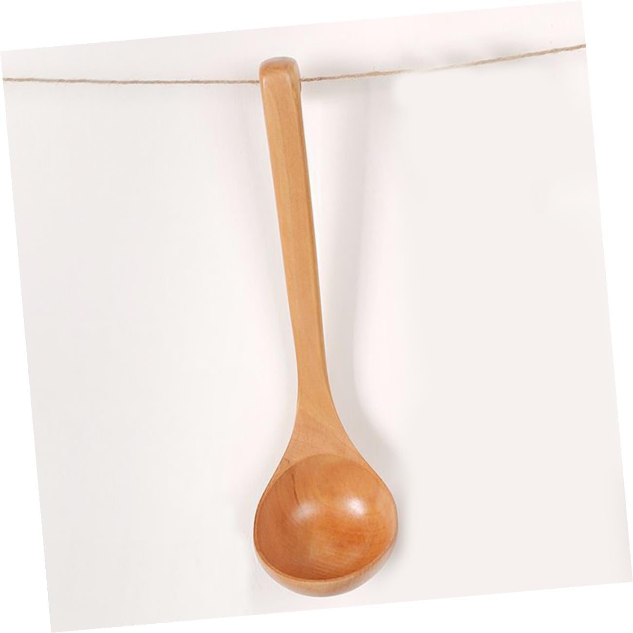 Large Wooden Soup Ladle with Long Handle and Hanging Design