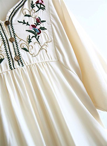 Kafeimali Women's Summer Mini Dress Bohemian Embroidery Tunic Shift Blouse3