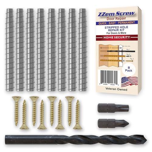 8-PK - #9x3 Steel Screws Permanent Door Hinge Repair Kit