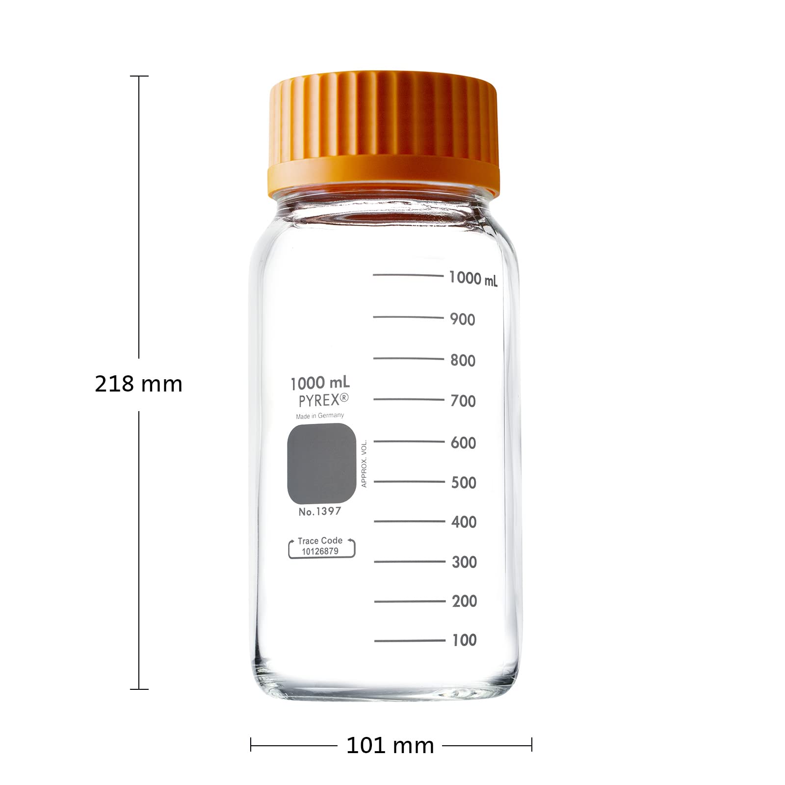 Pyrex Runde Vorratsflasche mit breiter Öffnung und GL45-Schraubverschluss, Borosilikatglasflaschen mit Kappen, hochwertige wissenschaftliche Glaswaren für Labor, Klassenzimmer oder Zuhause