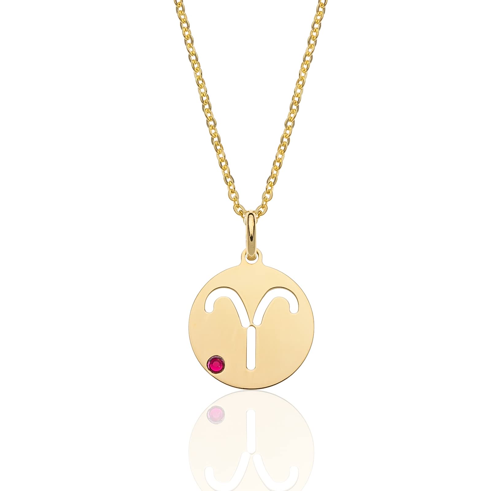 AKA Gioielli Collar Horóscopo Plata de Ley 925 Dorado con Colgante Signo del Zodiaco y Piedra de Color para Mujer