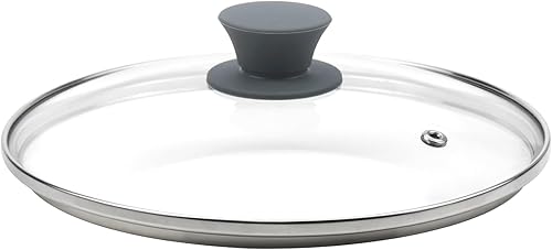 Semetall Tapa de vidrio de 9 pulgadas para ollas y sartenes, tapa de vidrio templado con mango resistente al calor, transparente