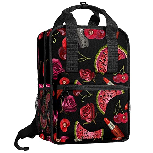 Sac à dos pour garçons et filles avec broderie fleurs et bretelles réglables