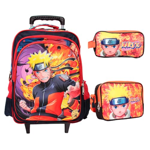 Kit Mochila Infantil de Rodinhas Masculina Lancheira Térmica