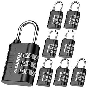 8 Pack Combination Lock, 3-Digit Waterproof Keyless Padlock, Zinc Alloy Outdoor Resettable Travel Luggage Locks for Backpack, Gym Locker, Hasp, Fence, Gate, Case, Toolbox-Black