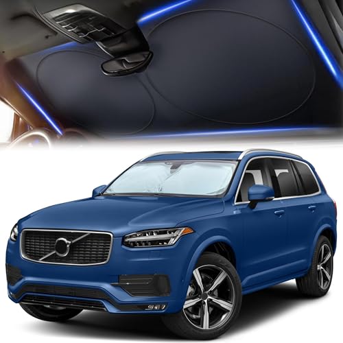 Image of Autovir Car Windshield Sun Shade | Durable 240T Material Sun Visor for UV Rays and Sun Heat Protection | Medium Plus (64 inch x 33.5 inch)