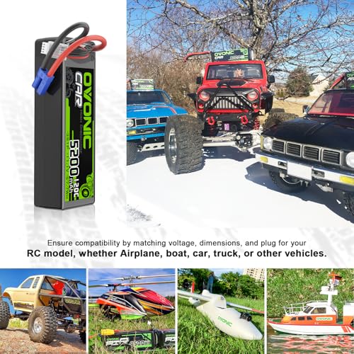 Image of OVONIC 3S LiPo Battery 11.1V 5200mAh 120C with EC5 Plug for RC Car RC Truck Airplane Helicopter Boat Car Racing RC Hobby (2 Packs)(with Lipo Voltage Checker)