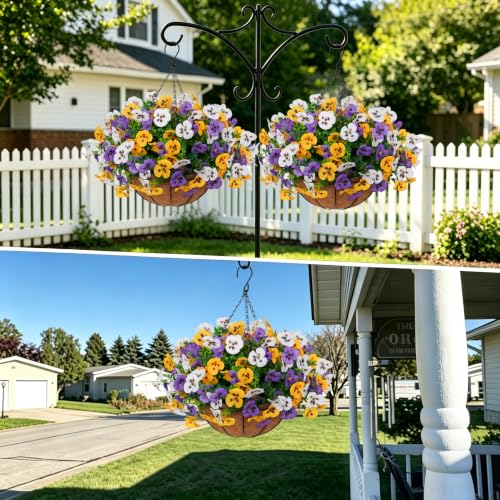 secqous 2 Set Artificial Hanging Flowers with Basket for Outdoor Decor by secqous - Used condition - Image 3