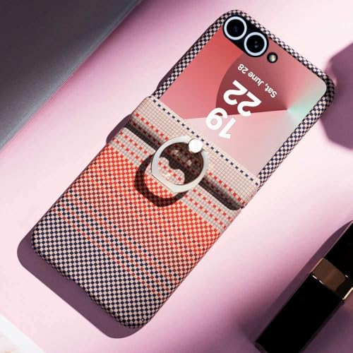 �q���W�ی� 2in1 �X�N���[�������t�B�����P�[�X Samsung�pGalaxy�pZ Flip 6 5 �����O�z���_�[ �J�[�{���t�@�C�o�[�p�^�[���J�o�[ �I�����W Samsung�pGalaxy�pZ Flip5�p