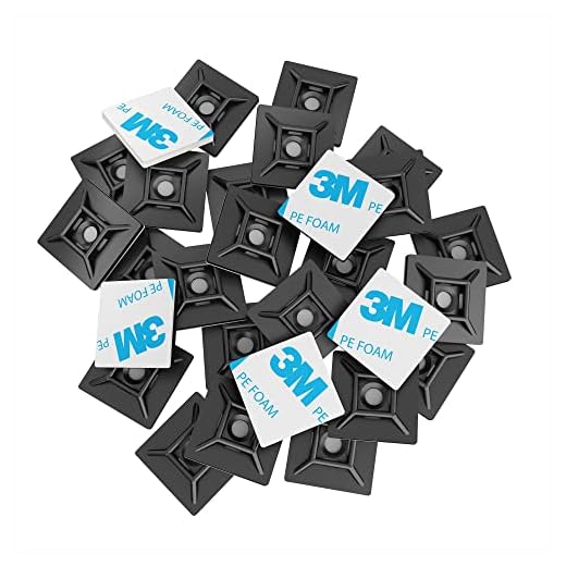 intervisio Juego Soportes Adhesivos para Bridas de Cable 28 mm x 28mm, Clips Adhesivo para las Brida de Plastico, Base de montaje sujetacables autoadhesivos cables, Negro, 100 Piezas