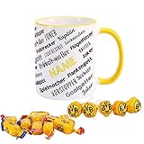Volumen: 300 ml Herz & Heim® Fussball Geschenkset für Fans - Fußballtasse mit Namen gefüllt mit BVB Süßigkeiten