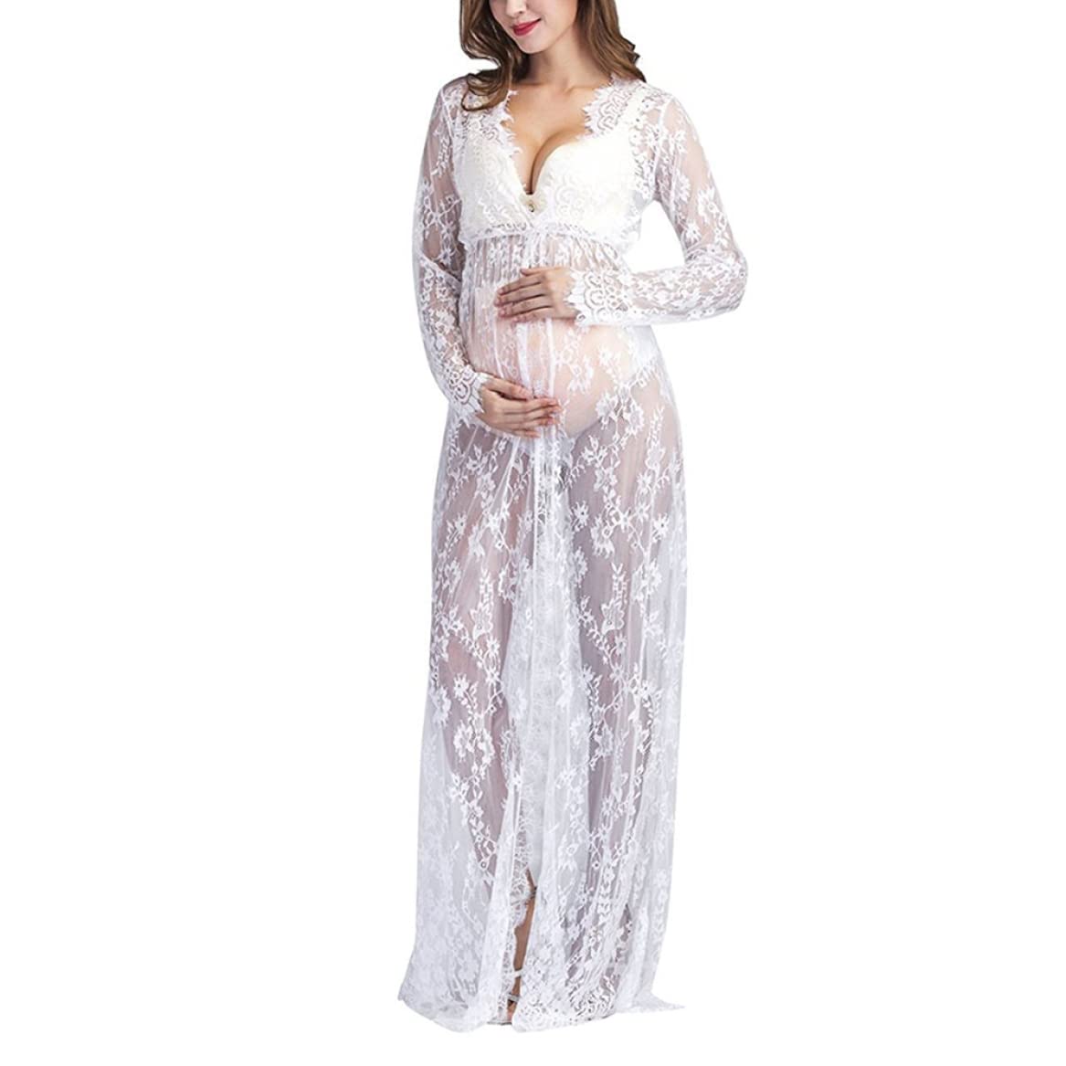 Abito Maternità Zukmuk In Tulle - Manica Lunga, Per Servizio Fotografico, Gravidanza - Foto 3