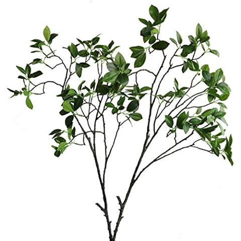 Htmeing 2 Pcs Artificial Eucalyptus Leaves Spray Faux Eucalyptus Branches Plants Fake Greenery Long Stems 45" Tall for Wedding Party Floral Arrangement (Green) Cover