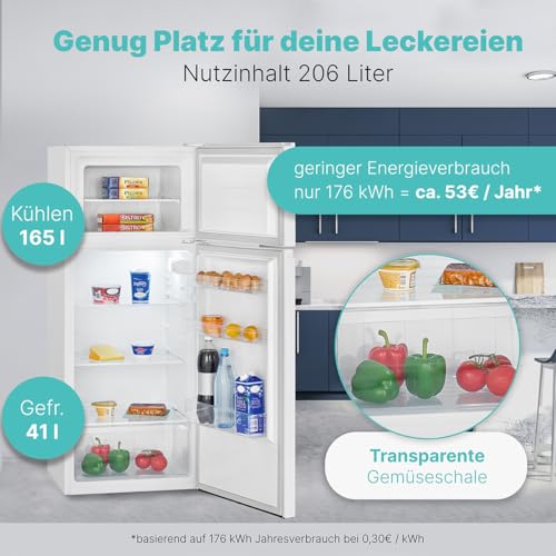Foto von Bomann® Kühlschrank mit Gefrierfach | Kühl Gefrierkombination 206L | 4 Sterne-Kennzeichnung | Kühlgefrierkombi mit wechselbarem Türanschlag | Stufenlose Temperaturregelung | Kühlschrank DT 7318.1
