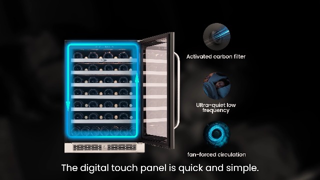 Image of 24 inch Wine Fridge Cooler 54 Bottles 40-65 ℉ Wine Refrigerator with Glass Door 3 LED, Built in Freestanding or Under Counter Fridge Seamless Frame for Home Bar Office 5.65 cu.ft.