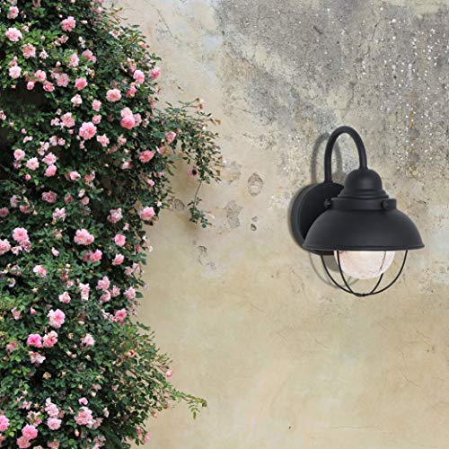 Sea Gull Lighting 8870-12 Sebring One-Light Outdoor Wall Lantern with Clear Seeded Glass Diffuser, Black Finish, 11.25'' Height - Image 2