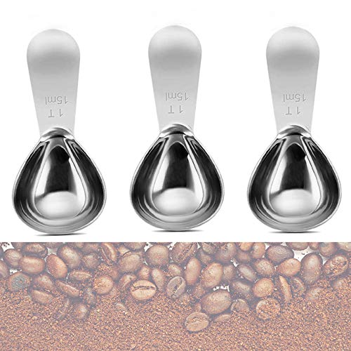 Coffee Scoop Spoon for Canisters Measuring Spoons Stainless Steel 1 Tbsp Tablespoon 15 ml with Short Handle Exact Measuring Spoons for Ground Coffee Tea Sugar Flour Whole Bean 3 Pcs