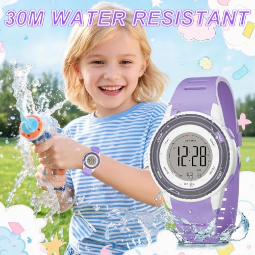 Image of Kids Digital Analog Watches for Girls Boys, 7 Color Lights Waterproof Cute Wristwatches for Kids with Alarm Stopwatch, Great Present for Girls Boys Ages 5-13