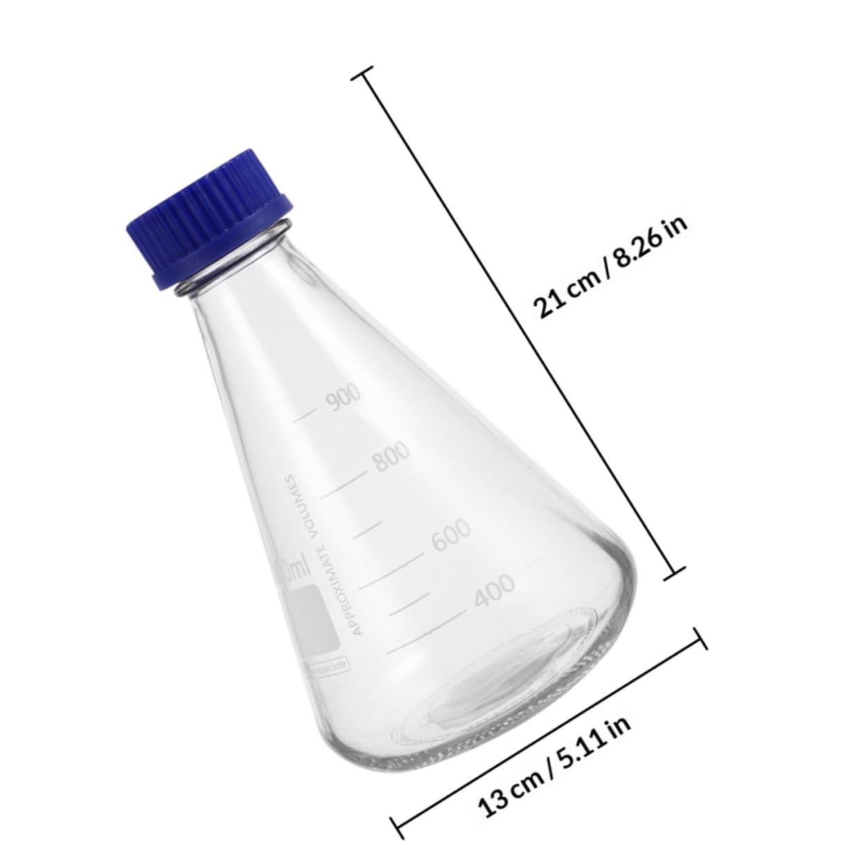 Beute Coniche in Vetro 1000ml Scala Graduata, 2 Pezzi di Bottiglie da Laboratorio Base Stabile per Esperimenti Scientifici e Didattici