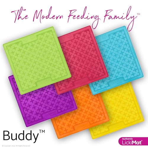 Image of Lickimat Classic Buddy, Cat Slow Feeder for Feline Boredom and Anxiety Reduction; Perfect for Food, Treats, Yogurt, or Peanut Butter. Fun Alternative to a Slow Feed Cat Bowl or Dish, Pink
