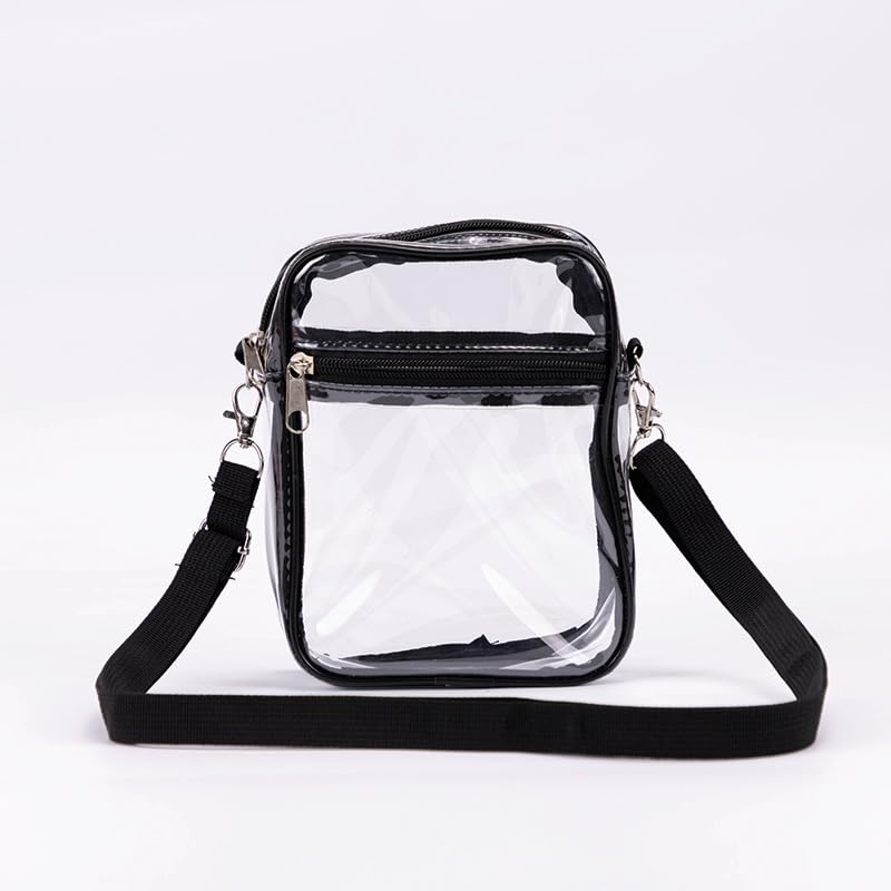Clear Crossbody Purse Bag with Front Pocket for Concerts, Festivals Sports（Black）2