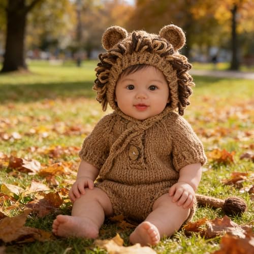 Traje de león para sesión de fotos de bebés en estudio fotográfico o casa 7